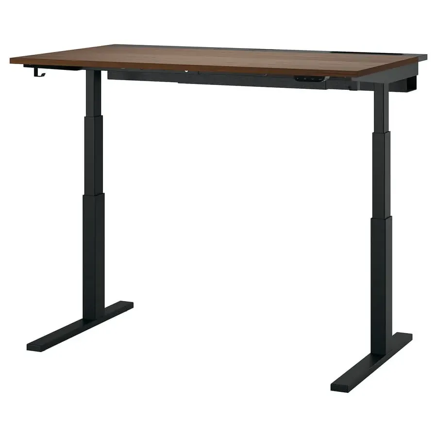 IKEA MITTZON Desk sit/stand, electric walnut veneer/black, 140x80 cm