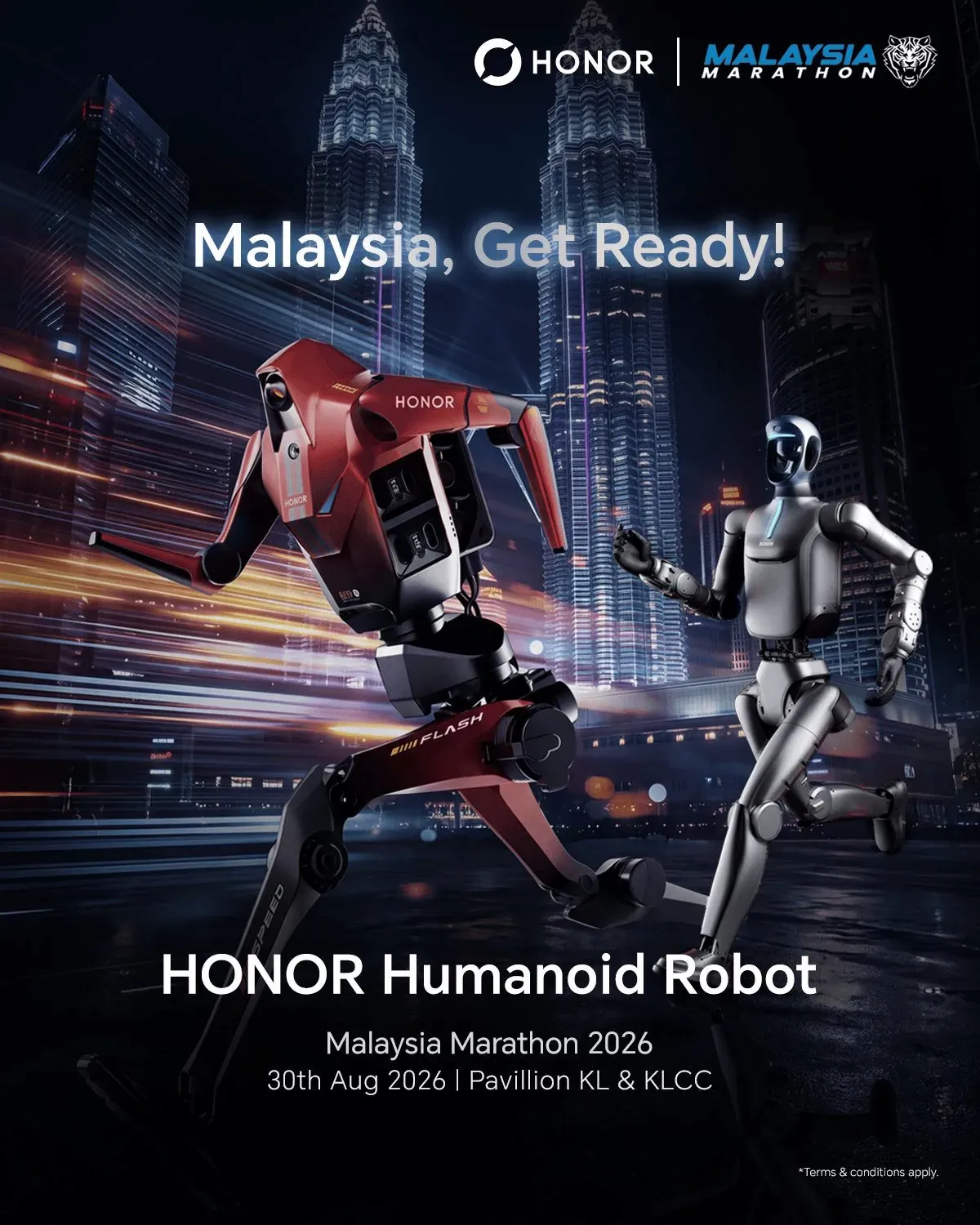 Honor humanoid robots debut at Malaysia Marathon, National